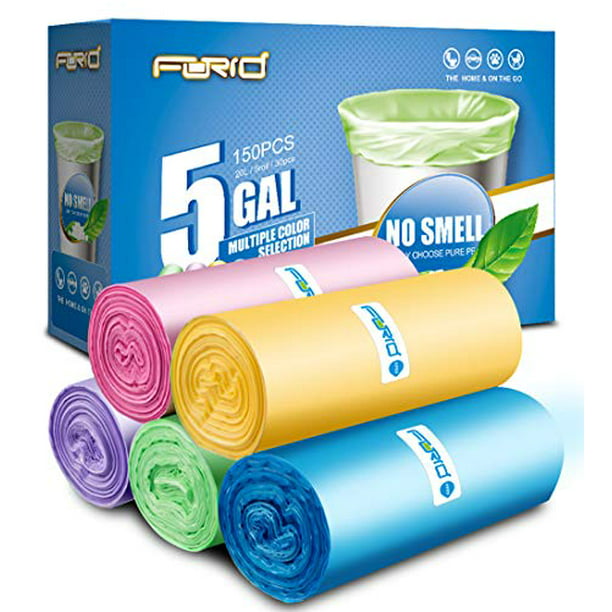 4 Gallon Colored Garbage Bags Bathroom Trash Can Liners 200 count, 5 Colors